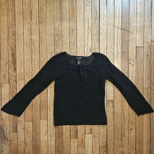 DKNY Jeans Black Open Knit Top